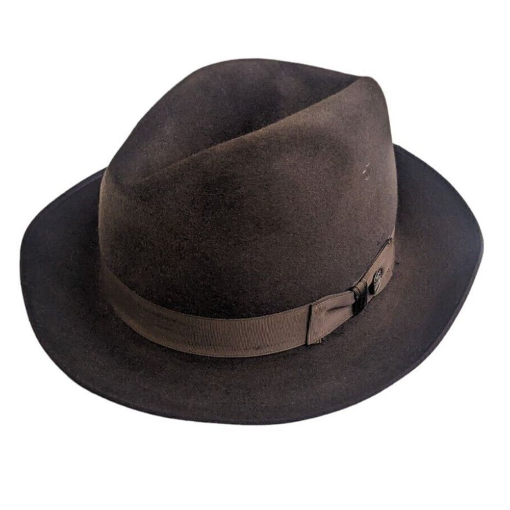 Stetson‎ Lamont Premium Fur Felt Fedora Hat Cap Brown